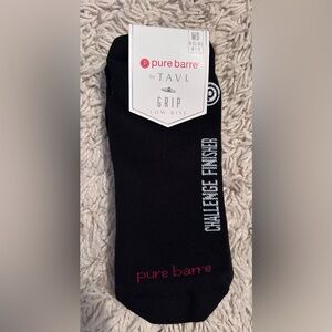 Pure Barre Black Low-Rise Grip Socks with Pink Logo